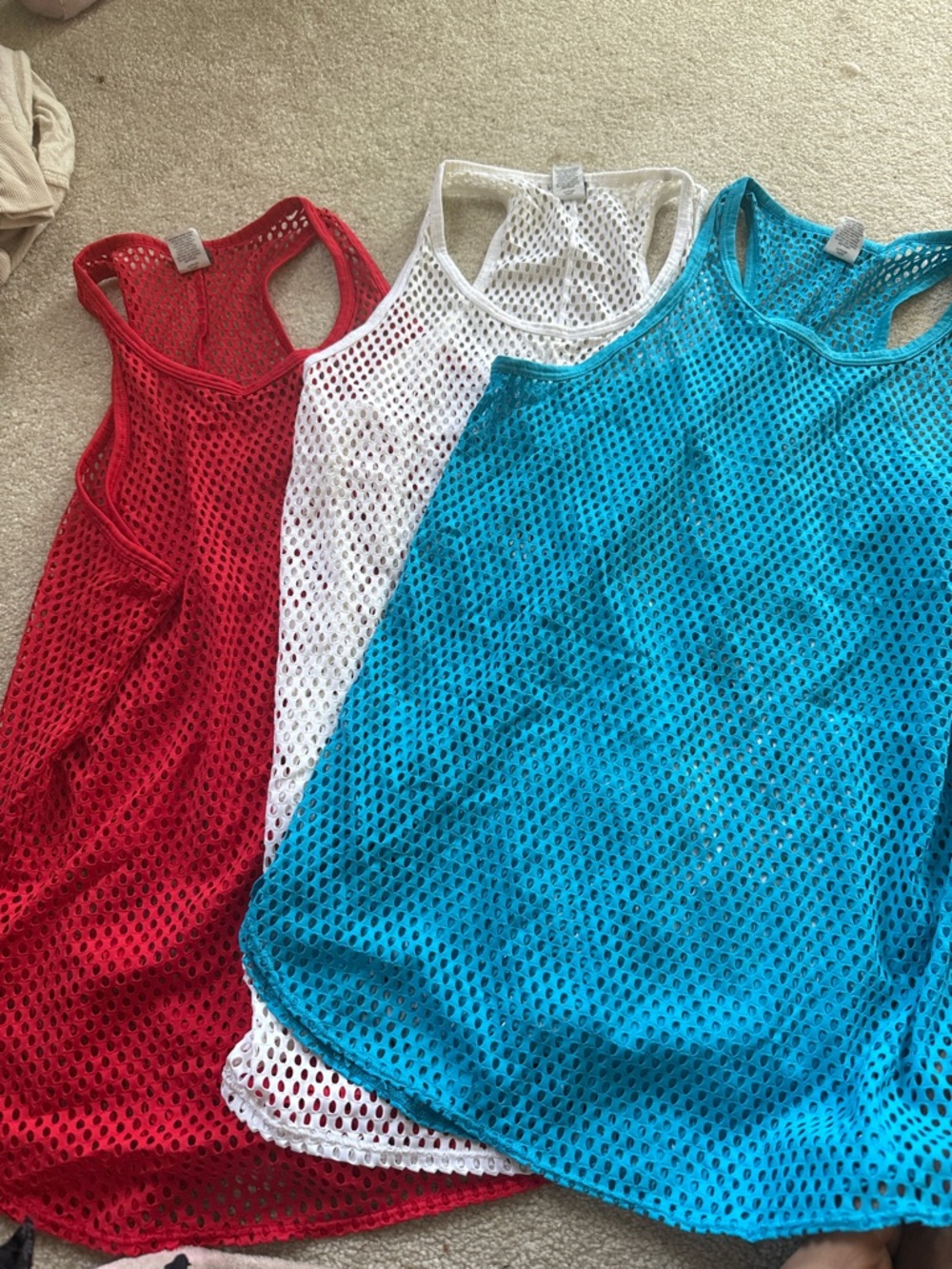 Xersion Mesh Racerback Tank Trio - Red, White, Teal